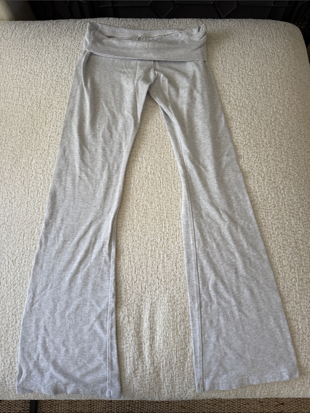 Brandy Melville Light Gray Priscilla Fold-Over Waist Flare Lounge Pants